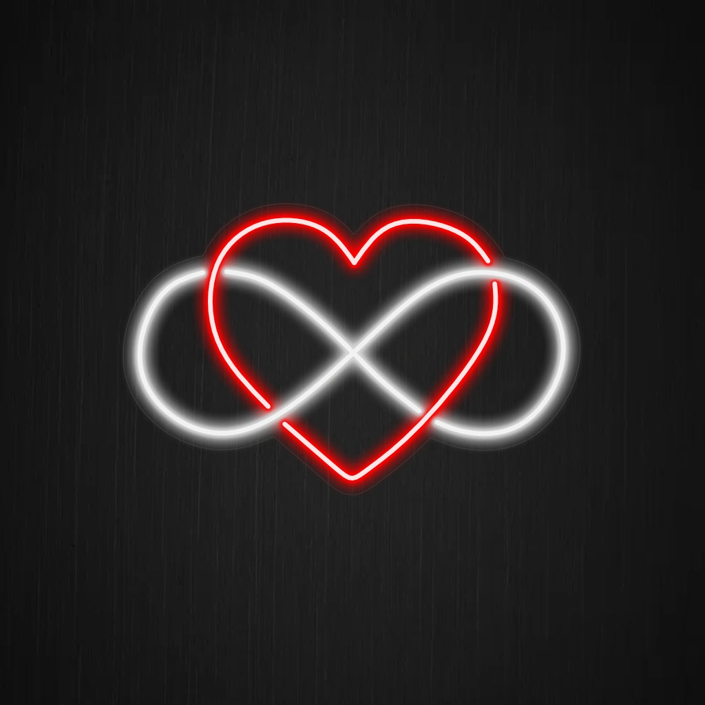 „Infinity Heart Neon Sign“ – Als Symbol ewiger Liebe verleiht dieses bezaubernde Neonlicht mit seinem warmen Schein jedem Raum eine romantische und zeitlose Note.