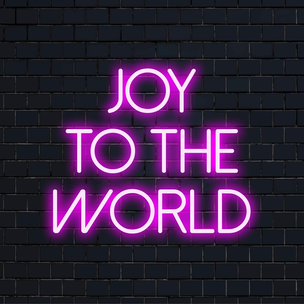 LED-Neonschild mit dem strahlenden Slogan „Joy To The World“, perfekt als leuchtende Inneneinrichtung, die Freude und Eleganz vermittelt.