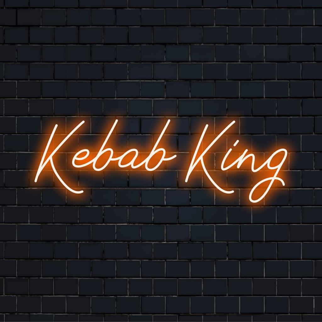 Individuelles LED-Neonschild für Kebab King in leuchtenden Farben, perfekt, um jedem Imbiss oder Restaurant einen einzigartigen Charme zu verleihen.