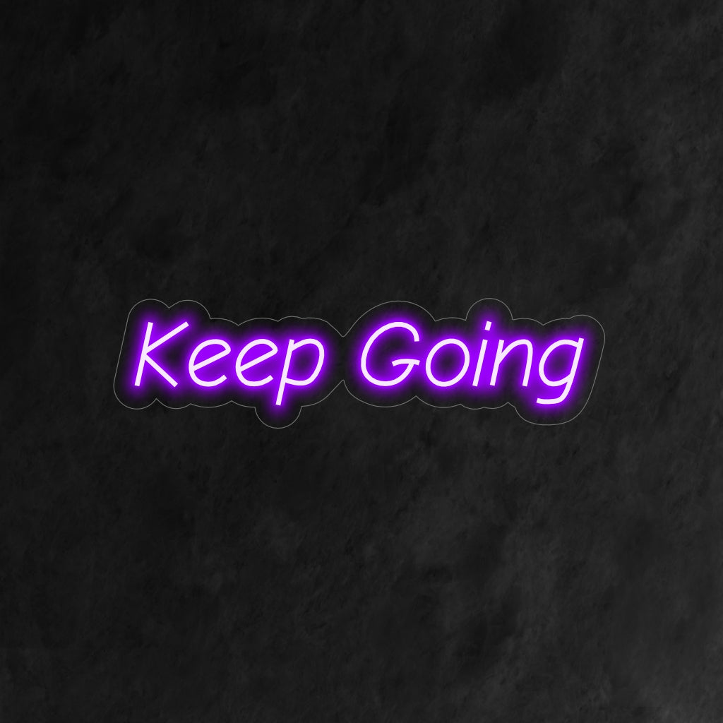 „Keep Going Neon Sign“ strahlt Motivation und Positivität aus, perfekt für Räume, die einen zusätzlichen Schub brauchen.