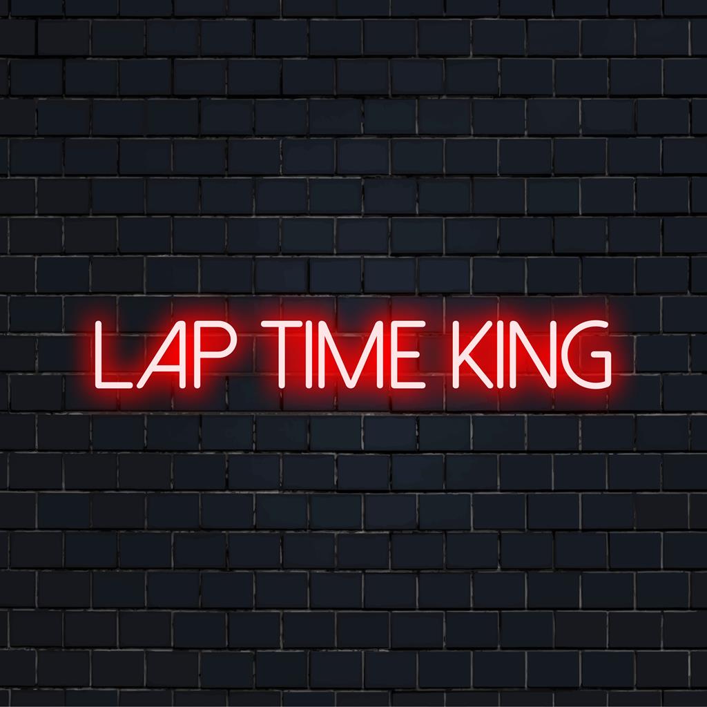 Brillantes, individuelles LED-Neonschild mit der Aufschrift „Lap Time King“, perfekt für eine lebendige und personalisierte Neon-Wanddekoration.
