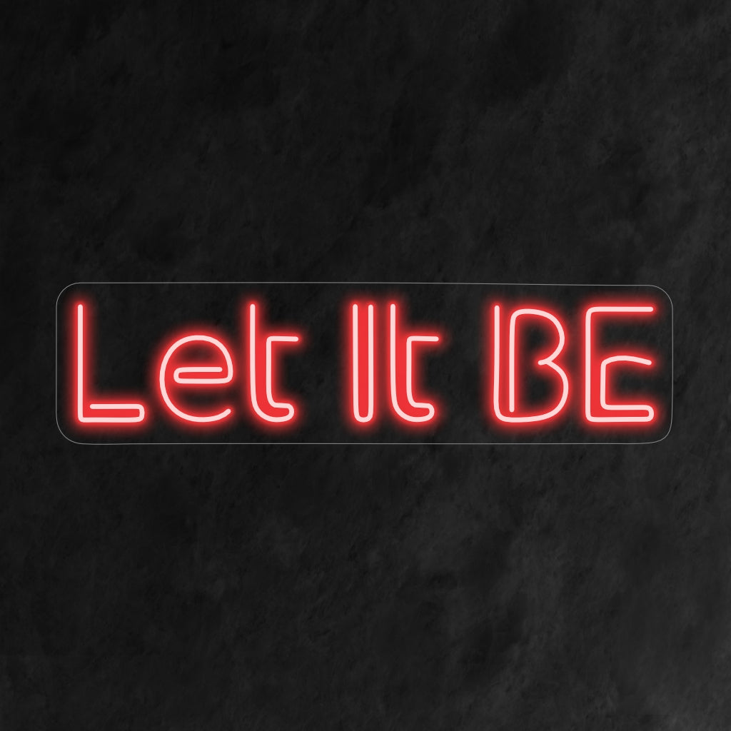 „Let It Be Neon Sign“ bringt einen Hauch von Gelassenheit in Ihre Umgebung. Ein minimalistisches Neonlicht, das Sie flüsternd daran erinnert, den gegenwärtigen Moment mit Ruhe zu genießen.