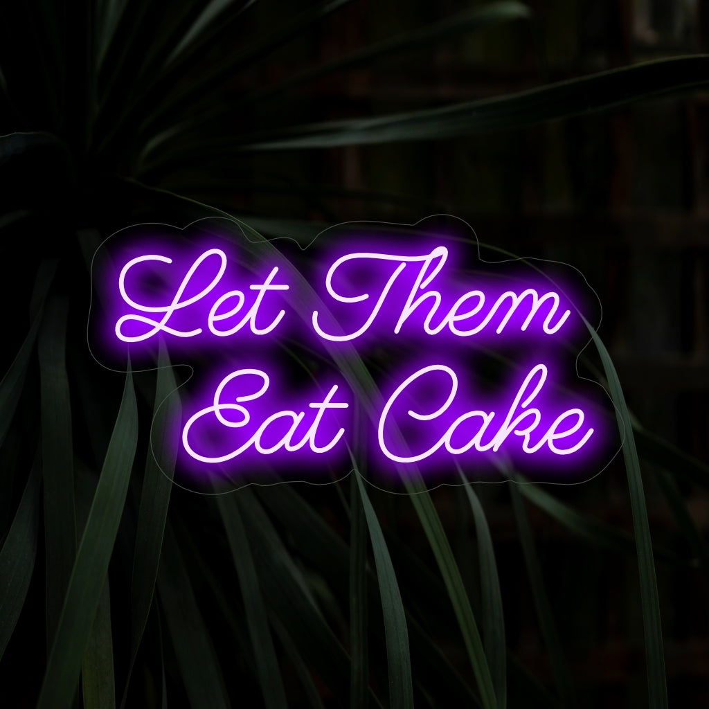 Das Neonschild „Let Them Eat Cake“ ist eine skurrile und entzückende Ergänzung für Ihren Veranstaltungsraum oder Ihre Bäckerei. Ein Neonlicht, das die süße und feierliche Atmosphäre des Genießens der Freuden des Lebens ausstrahlt.