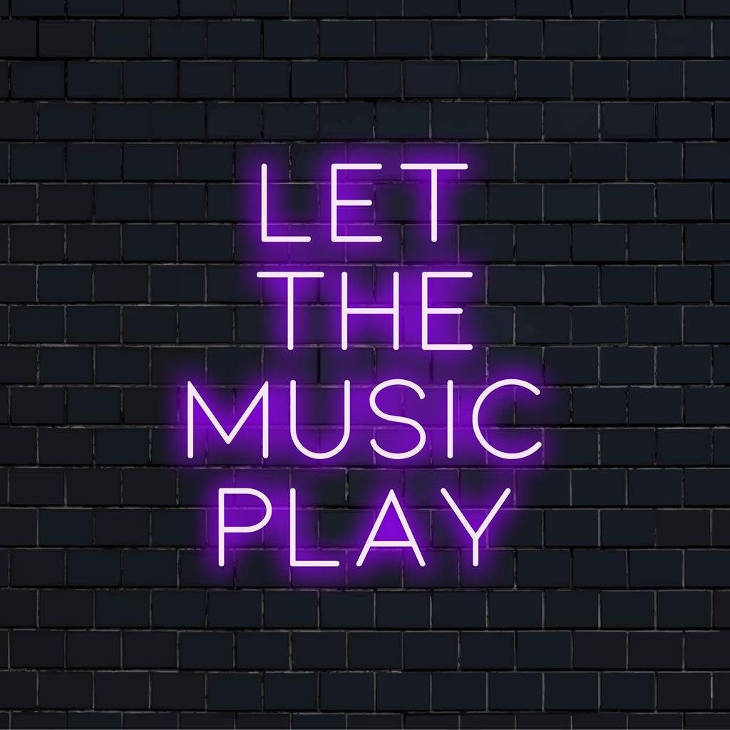 Individuelles LED-Neonschild mit der Aufschrift „Let The Music Play“, perfekt, um jedem Raum lebendigen Charme zu verleihen.