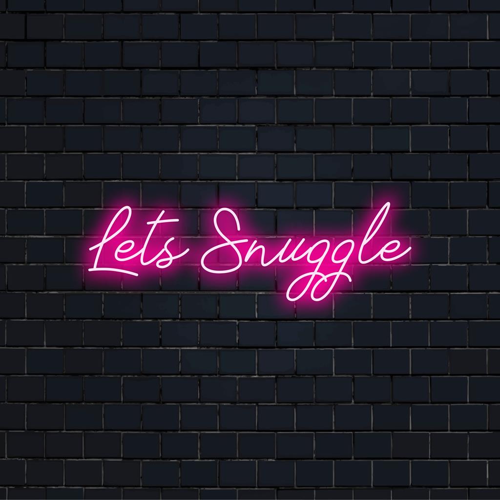 Individuelles LED-Neonschild mit „Let's Snuggle“ in stilvoller Schreibschrift. Einzigartiges Neonlichtdekor für gemütliche Räume.