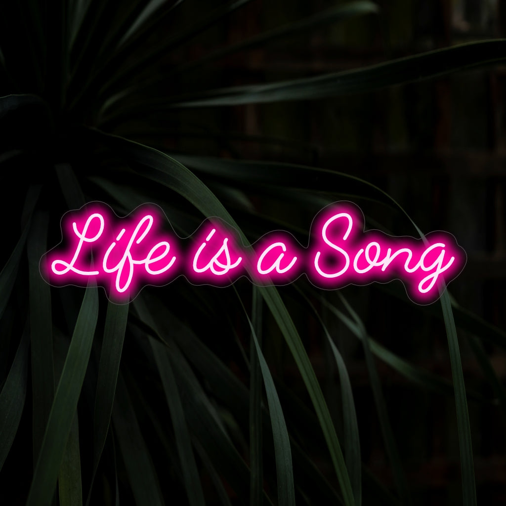 „Life is a Song“-Neonschild – Erhellen Sie Ihren Raum mit musikalischen Schwingungen. Perfekt für Musikliebhaber und alle, die die Schönheit des Daseins zu schätzen wissen.