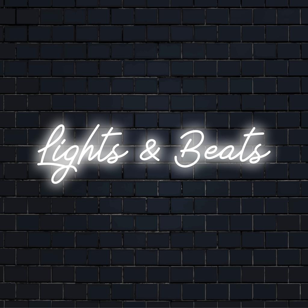 Lebendiges und maßgeschneidertes LED-Neonschild von Lights And Beats, perfekt zum Beleuchten von Räumen. Maßgeschneidertes Neonlichtdekor für jede Umgebung.
