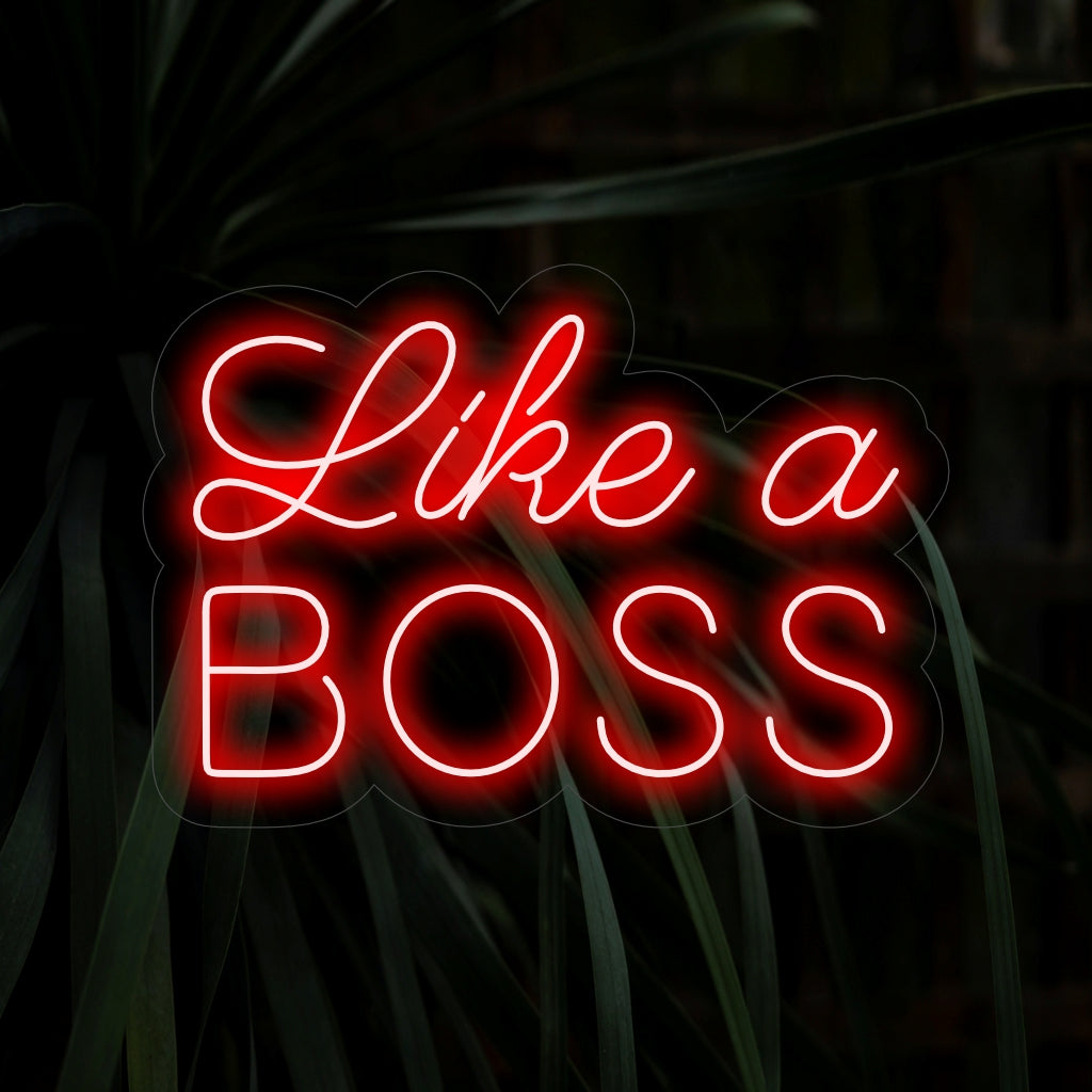 Das „Like a Boss“-Neonschild ist eine auffällige und kraftvolle Ergänzung für Räume, die Selbstvertrauen ausstrahlen. Leuchten Sie mit Autorität!