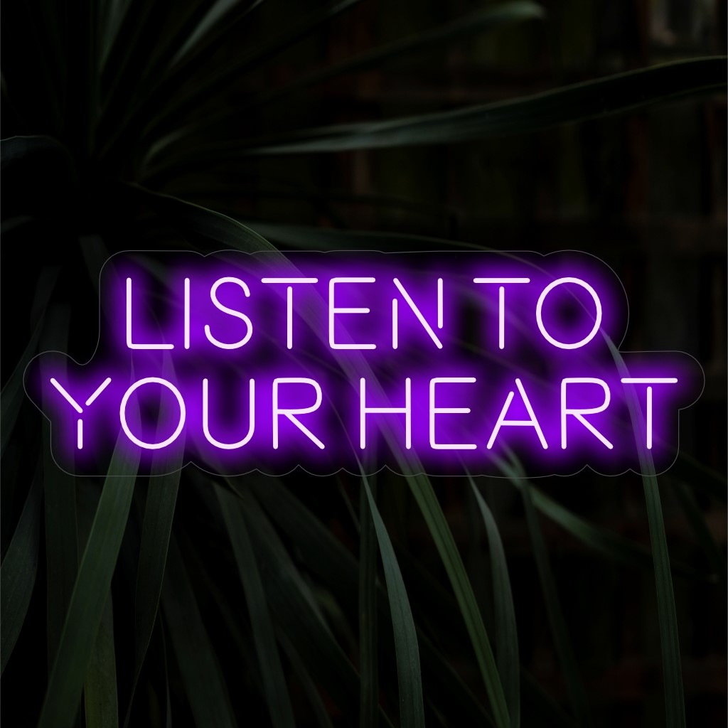 Das Neonschild „Listen To Your Heart“ ist eine herzliche und inspirierende Ergänzung für Räume, die innere Weisheit fördern. Erleuchten Sie mit emotionaler Resonanz!