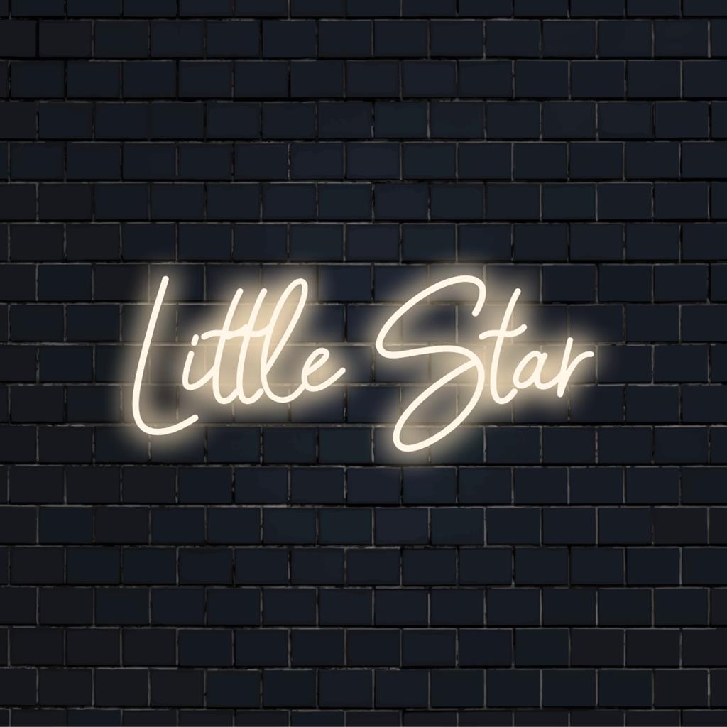 Individuelles LED-Neonschild mit der Aufschrift „Little Star“, das ein sanftes Leuchten ausstrahlt – perfekt, um jedem Raum eine himmlische Note zu verleihen.