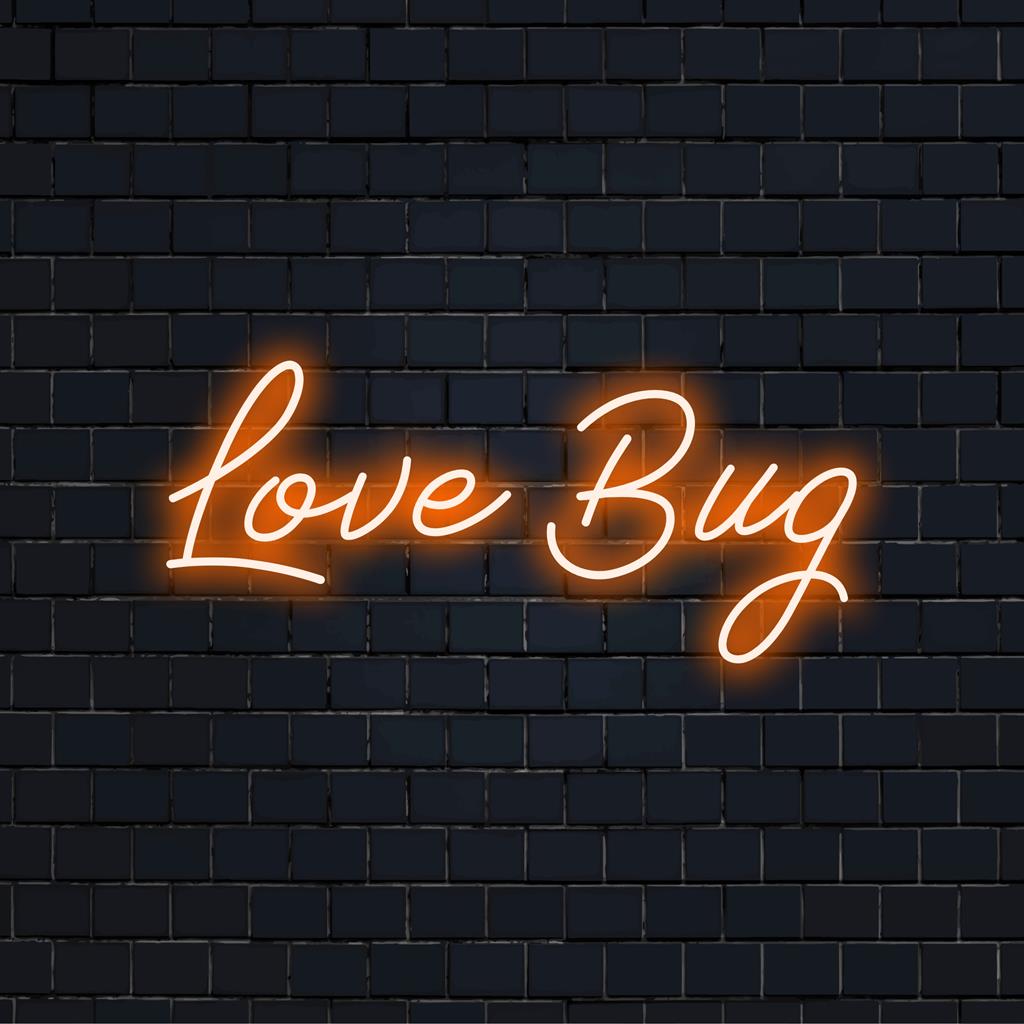 Buntes Love Bug LED-Neonschild, perfekt für individuelle Neonstimmung und -dekoration. Erhellen Sie jeden Raum mit diesem einzigartigen Neonlichtakzent.