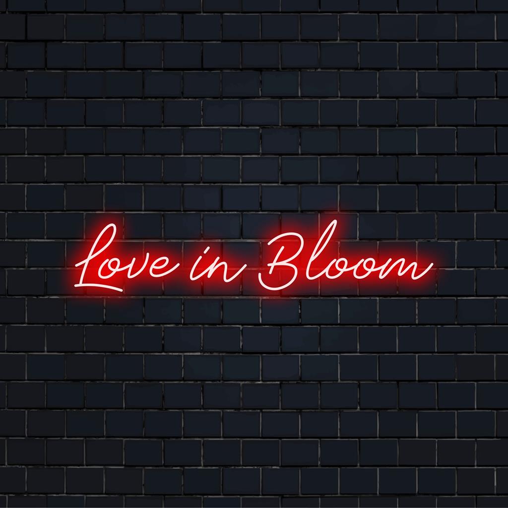 Individuelles LED-Neonschild von The Art Neon mit lebendigem „Love In Bloom“-Design, perfekt für Neon-Wandkunstdekor.