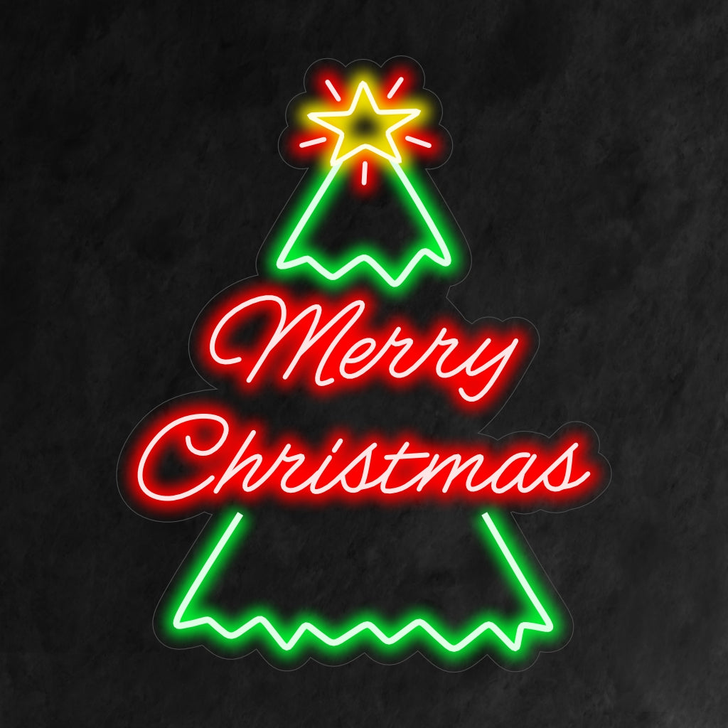 „Frohe Weihnachten und Baum-Neonschild“ ist eine festliche und klassische Ergänzung für Ihr weihnachtliches Interieur. Ein Neonlicht, das die Freude an Weihnachten mit einem traditionellen Baumdesign verbindet.