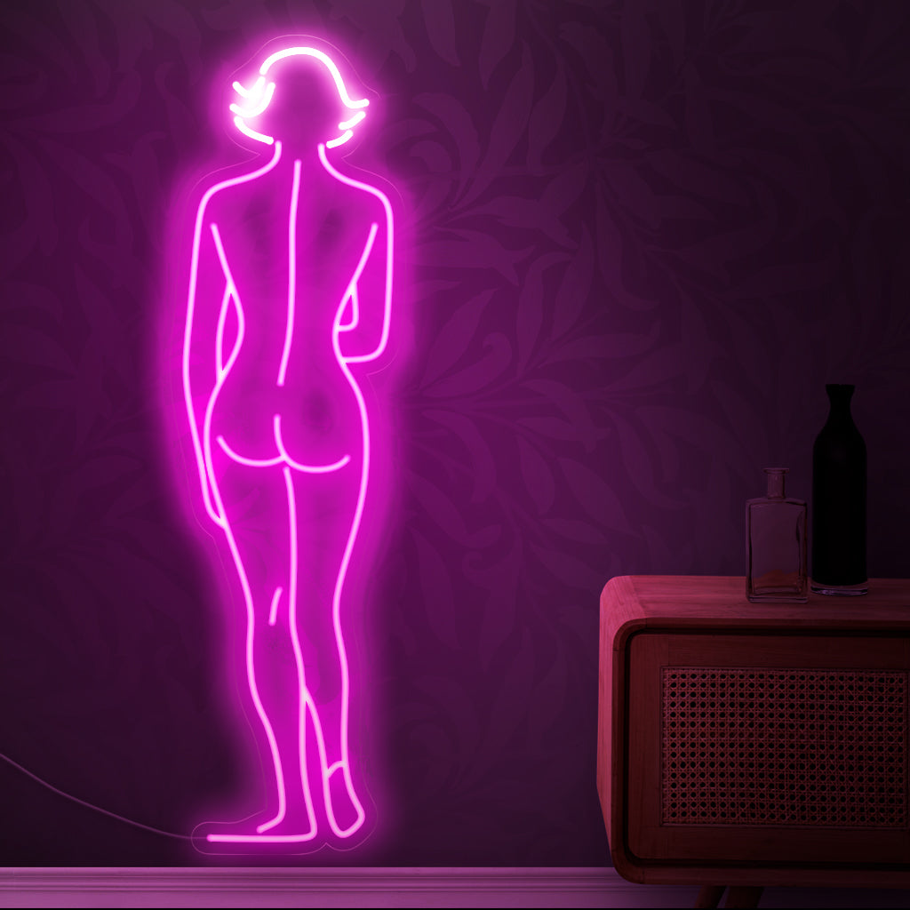 „Naked Woman Walking Neon Sign“ ist eine künstlerische und geschmackvolle Ergänzung, perfekt für Räume, in denen die Schönheit figurativer Kunst geschätzt wird. Erleuchten Sie mit ästhetischer Eleganz!