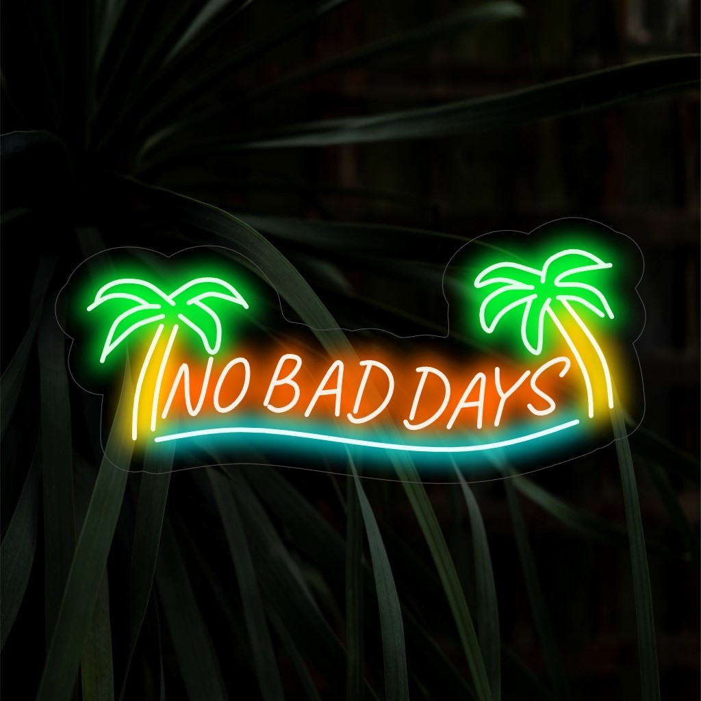 „No Bad Days Neon Sign“ ist eine optimistische und fröhliche Ergänzung, perfekt für Räume, die positive Stimmung ausstrahlen. Leuchten Sie mit einer sonnigen Stimmung!
