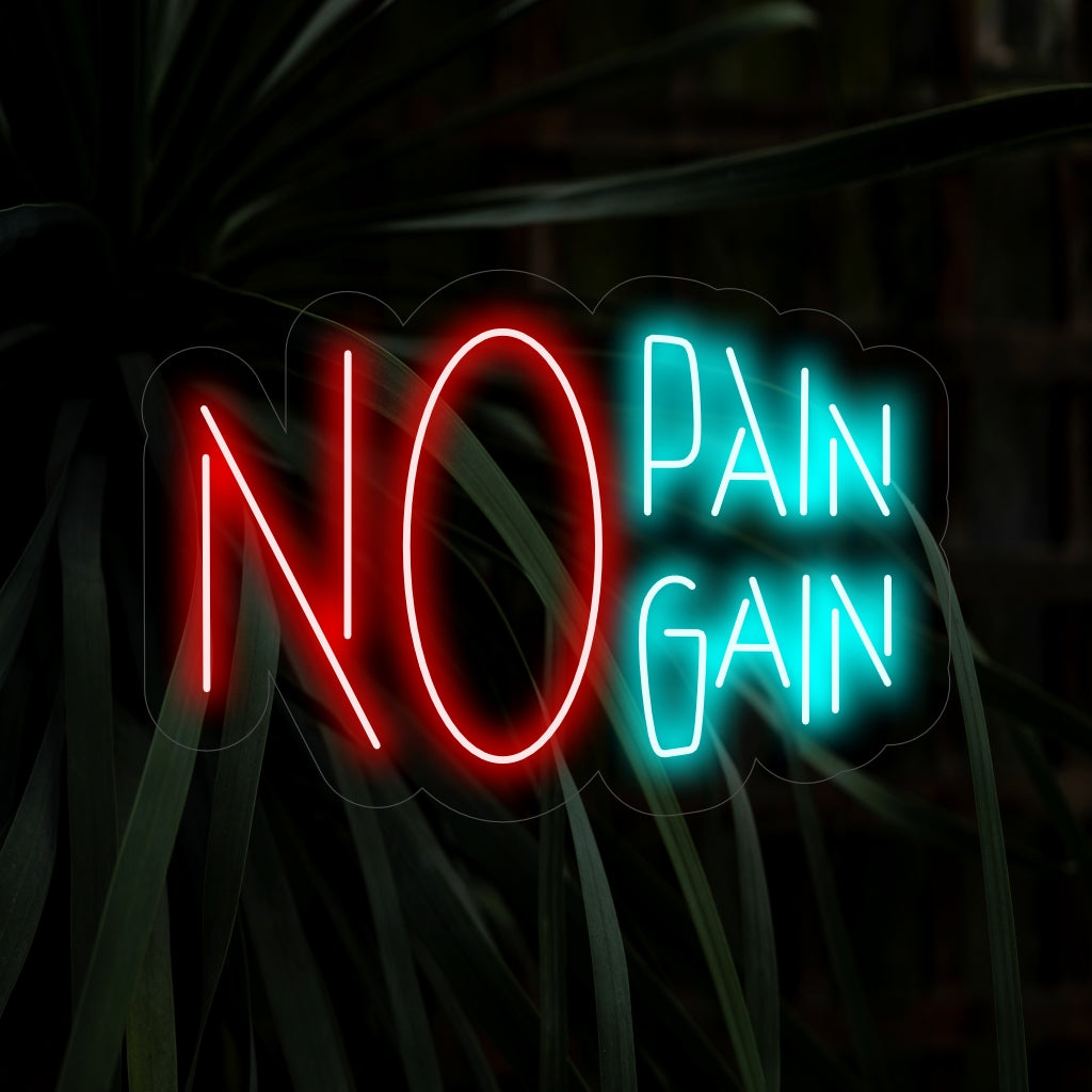 Das „No Pain No Gain“-Neonschild ist eine energetisierende und entschlossene Ergänzung, perfekt für Räume, die zum Überschreiten von Grenzen anregen. Erleuchten Sie mit der Einstellung des Fortschritts!