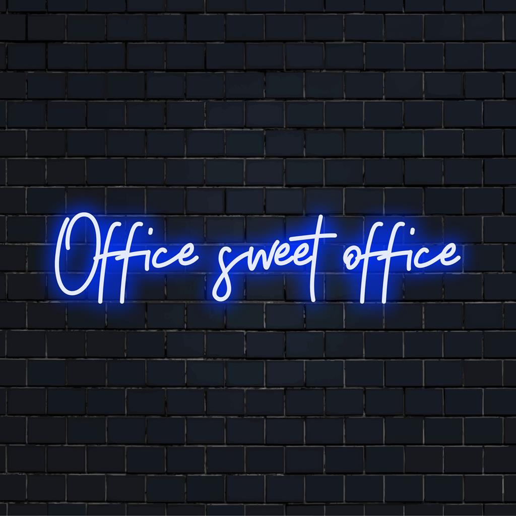 Individuelles LED-Neonschild „Office Sweet Office“, das jeden Raum mit lebendiger Neon-Zitatkunst und schickem Dekor-Charme erhellt.