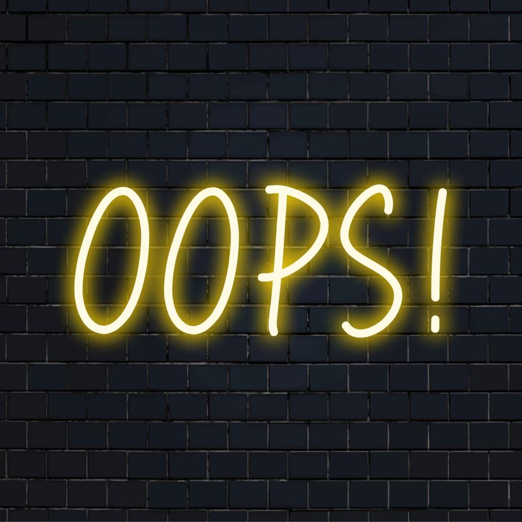 Lebendiges, individuelles LED-Neonschild mit blinkendem „Ups!“ in leuchtenden Farben, perfekt für eine auffällige Dekoration zu Hause oder im Geschäft.