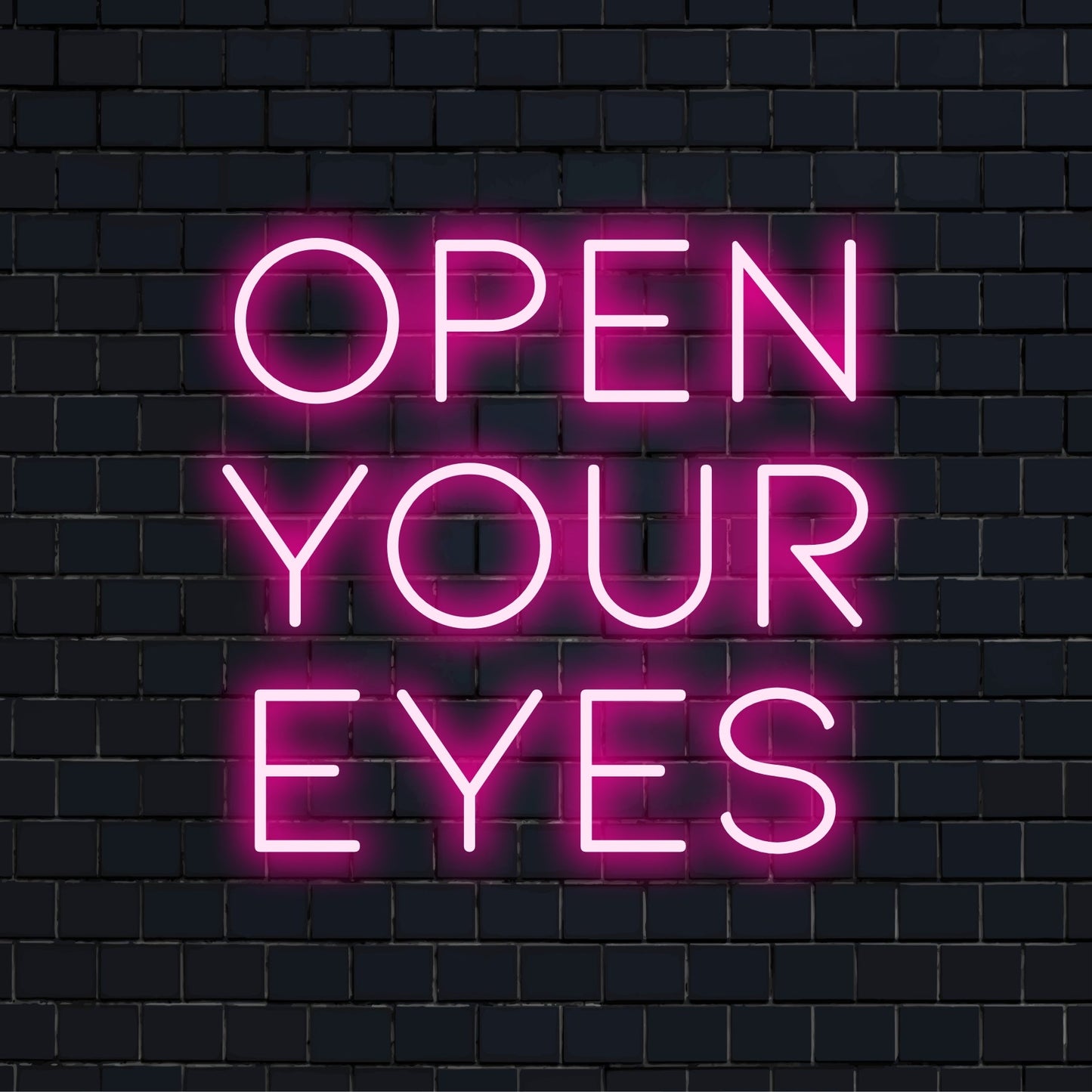 Maßgefertigtes LED-Neonschild mit dem Zitat „Open Your Eyes“, perfekt für eine individuelle Dekoration und auffällige Wandkunst.