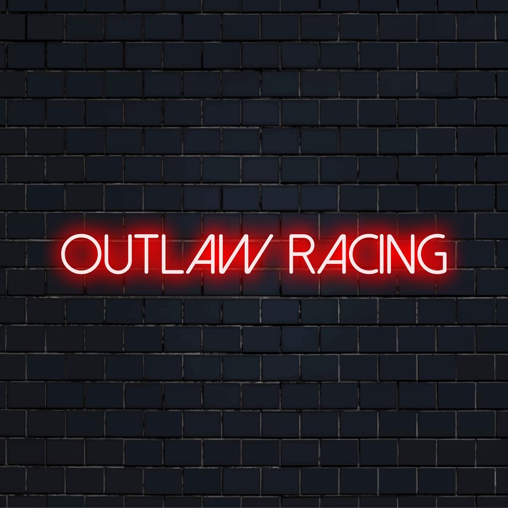 Lebendiges, individuelles LED-Neonschild von Outlaw Racing; eine Mischung aus lebendigen Farben, die für jeden Raum eine beeindruckende Wandkunst schafft.