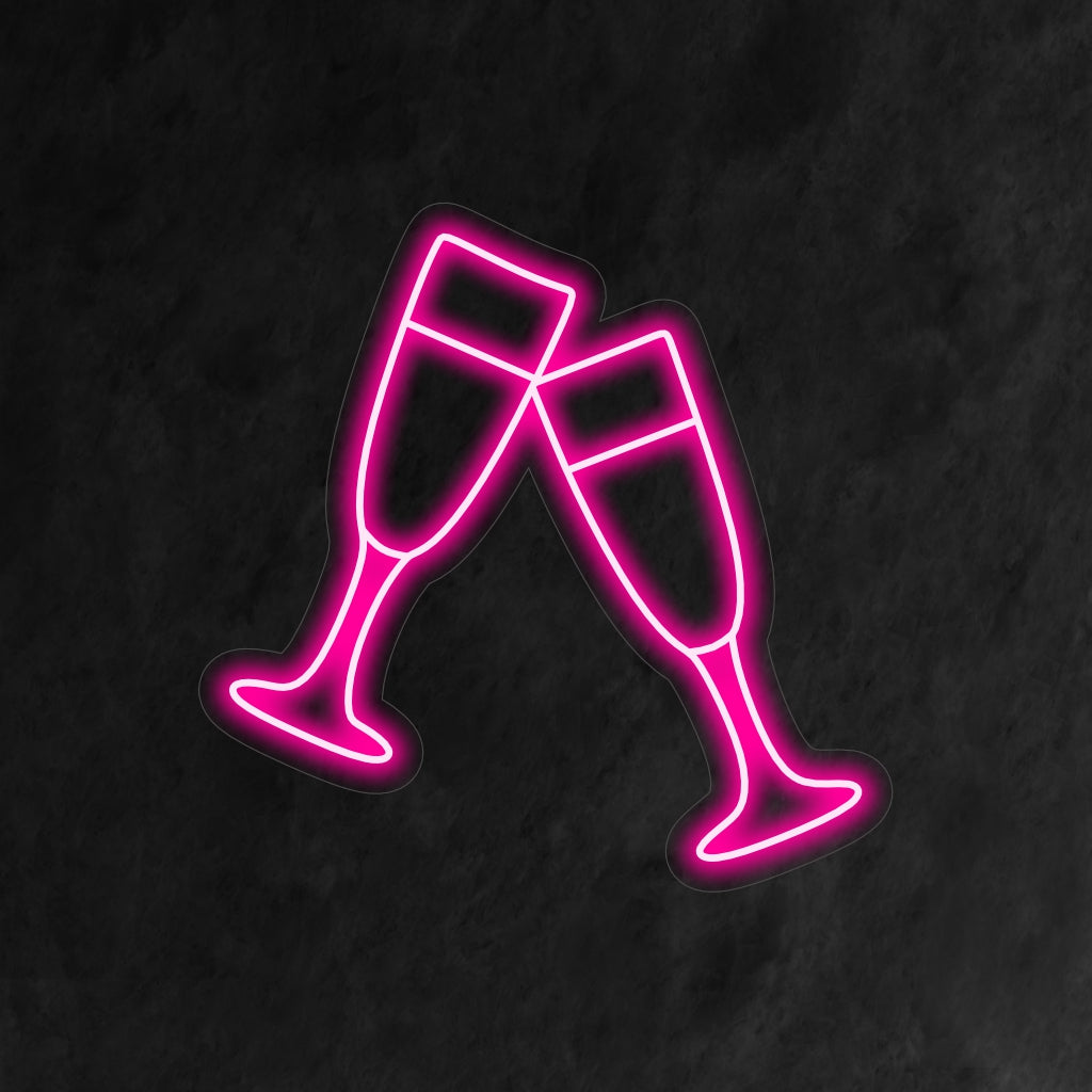 Das Neonschild „Paar Champagnergläser“ ist eine elegante und festliche Ergänzung, perfekt für Räume, die die Atmosphäre von Toasts und besonderen Anlässen hervorrufen. Erleuchten Sie mit einem Hauch von Raffinesse und Freude!