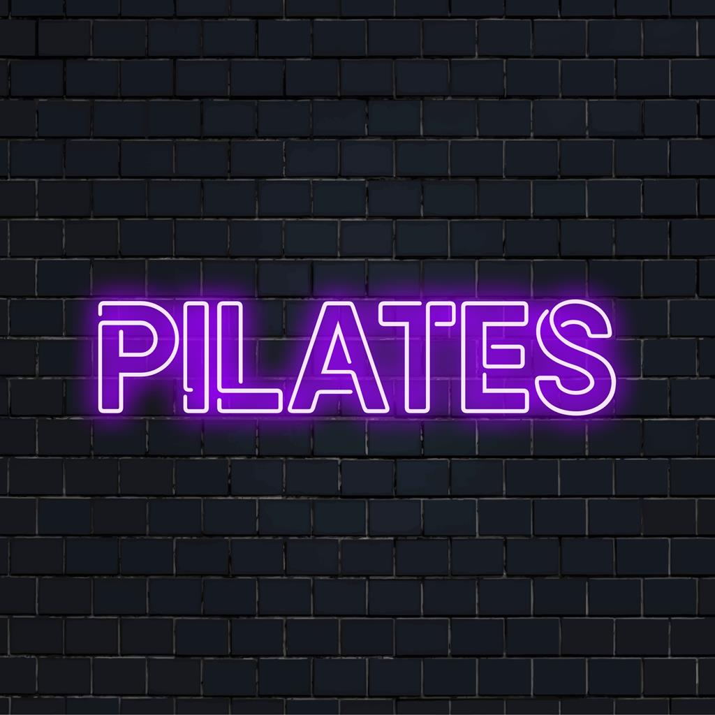 Stilvolles LED-Neonschild mit Pilates-Motiv, perfekt für Fitnessbegeisterte; ideale personalisierte Neonkunst für eine lebendige Dekoration.
