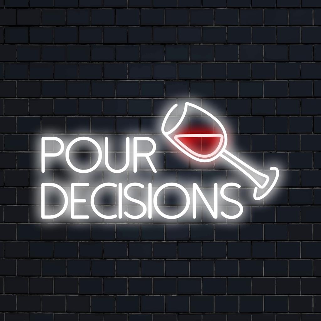 Individuelles LED-Neonschild von Bold Pour Decisions; einzigartige Neonkunst, die jedem Raum eine schicke Atmosphäre verleiht; vielseitiges Neon-Dekorstück.