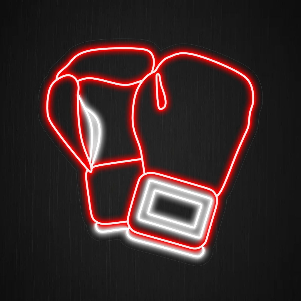 „Red Boxing Gloves Neon Sign“ zeigt leuchtend rote Handschuhe und verleiht Ihrer Fitness- oder Sport-Dekoration ein dynamisches und energiegeladenes Flair.“