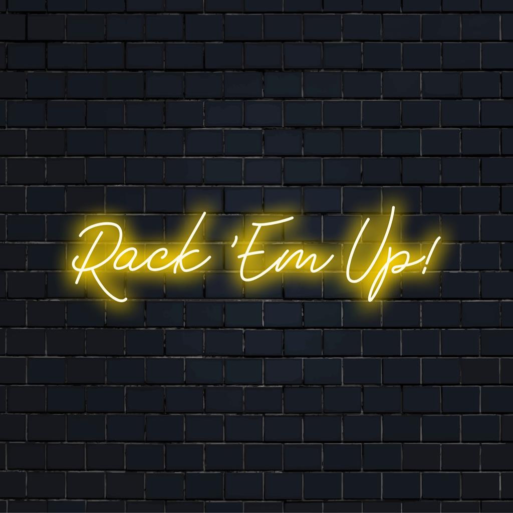 Maßgefertigtes LED-Neonschild mit „Rock 'Em Up!“-Design; vielseitige Neon-Wandkunst, perfekt für eine individuelle Einrichtung.