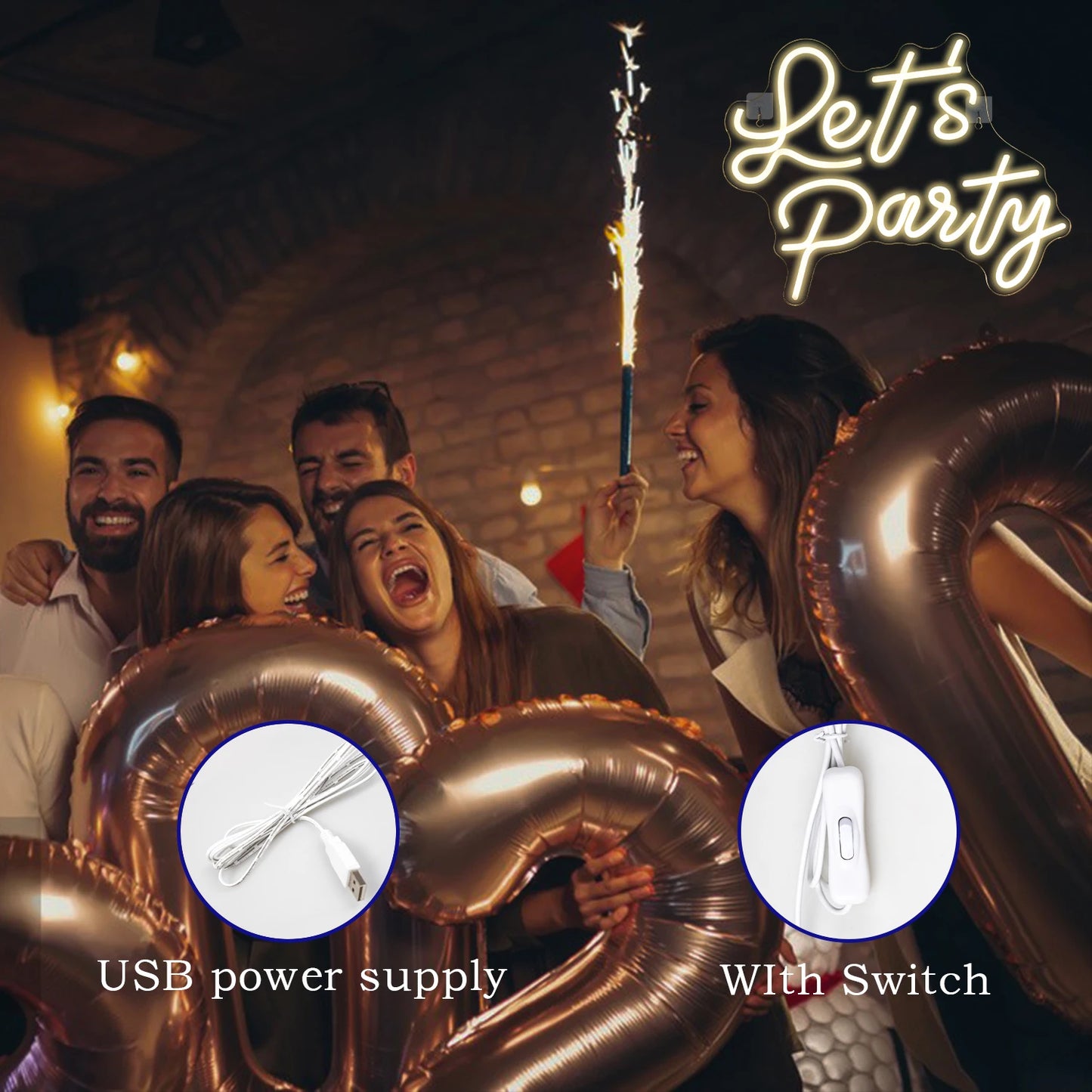 Let's Party 5V USB LED Leuchtschild - Preiswert