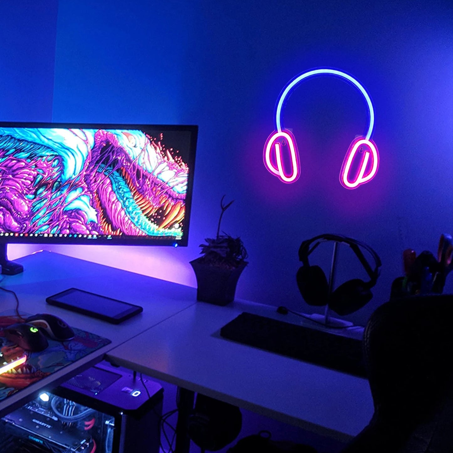 Kopfhörer 5V USB LED Neon Schild - Preiswert