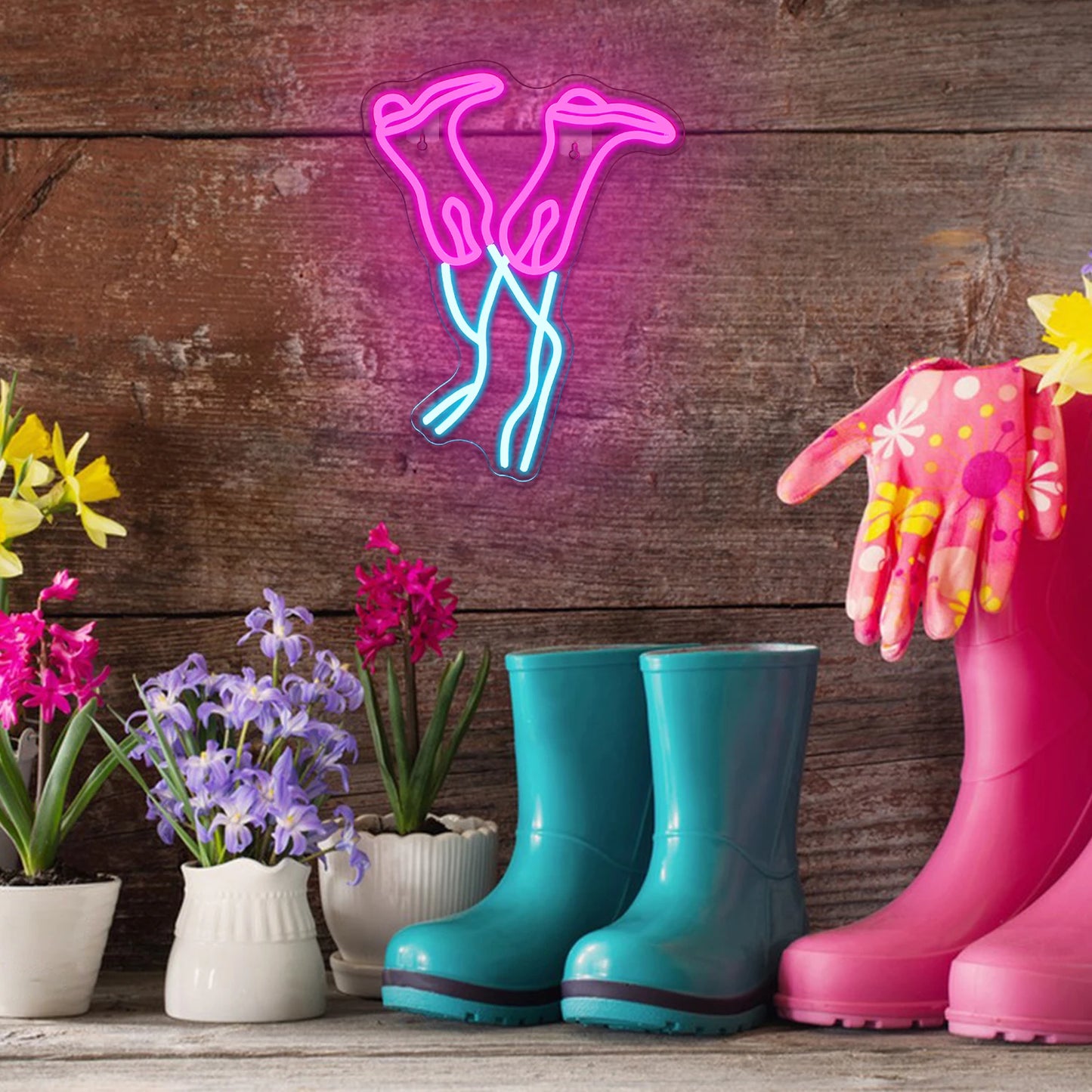 Pinker Cowboy-Stiefel 5V USB LED Leuchtschild - Preisgünstig