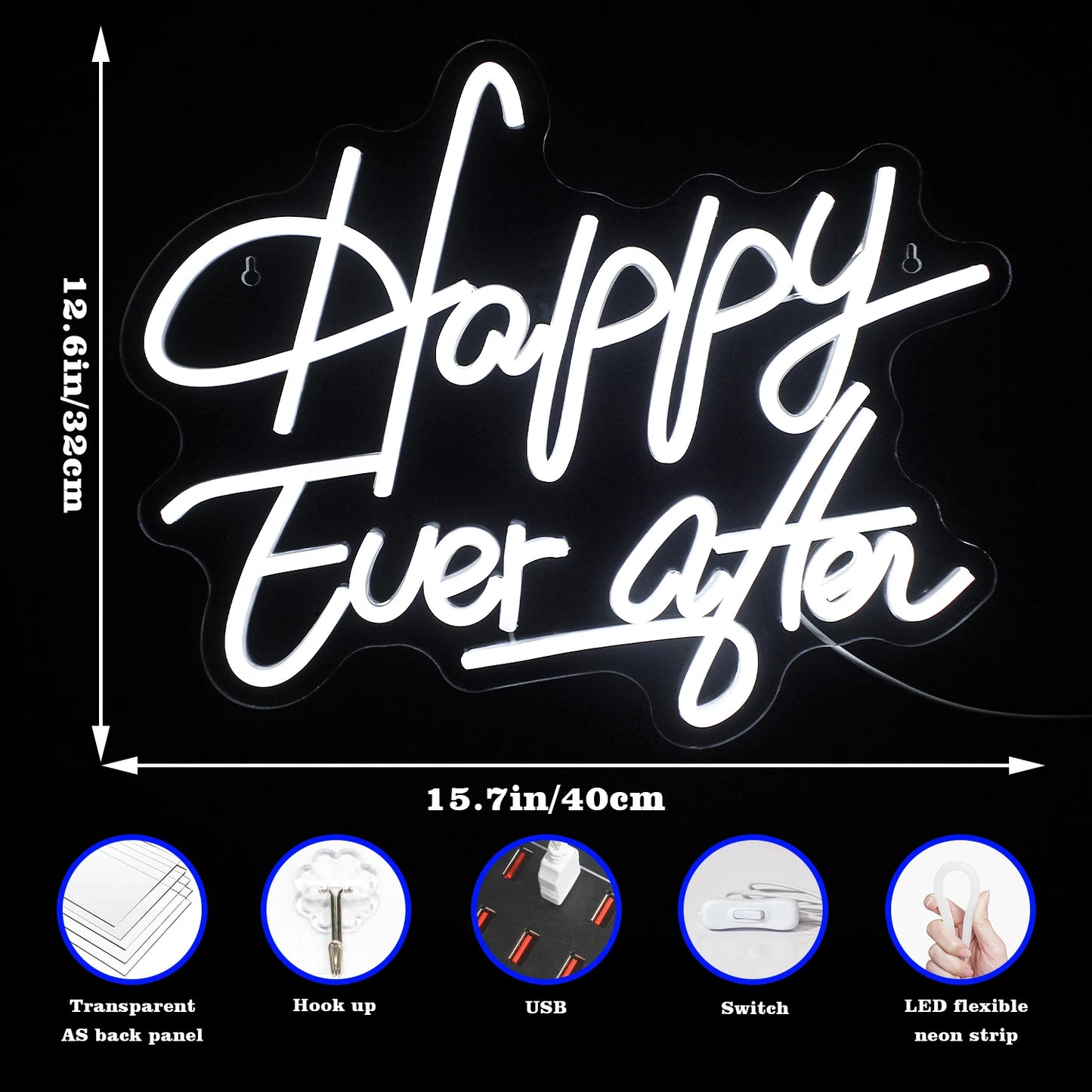 Happy Ever After 5V USB LED Leuchtschild - Preisgünstig
