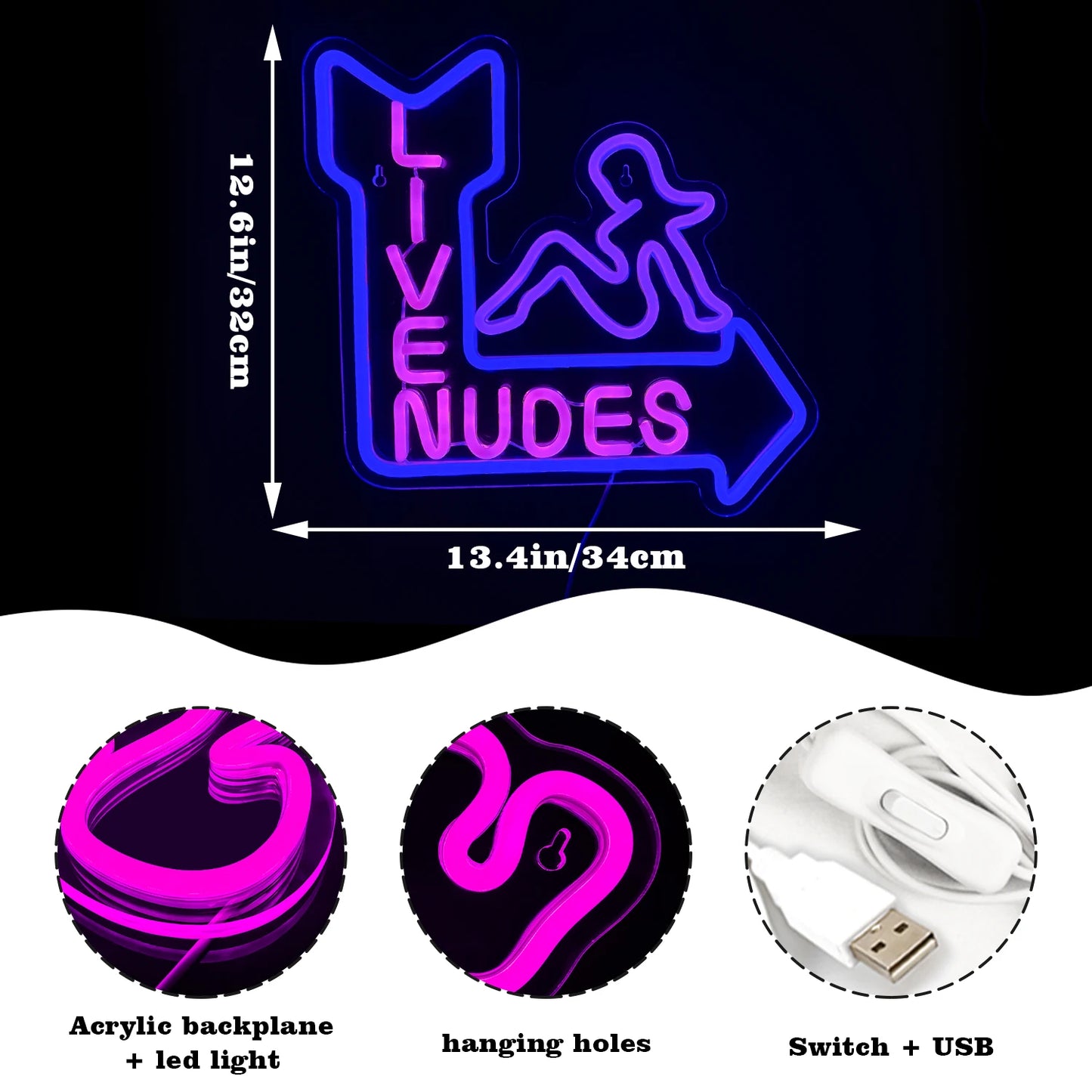 Live Nudes Girl 5V USB LED Neon Schild - Preiswert
