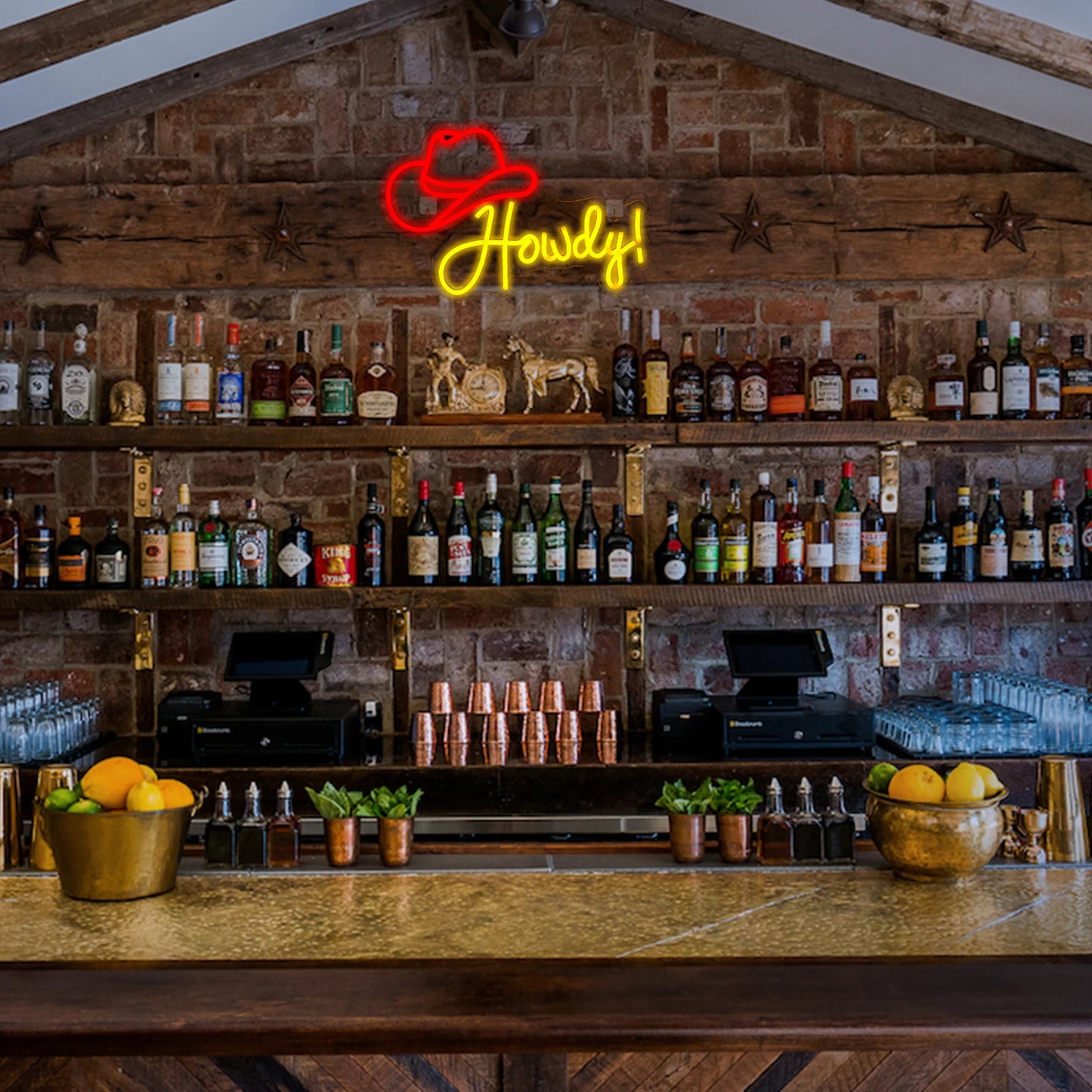 Howdy Cowboy-Hut 5V USB LED Leuchtschild - Preisgünstig