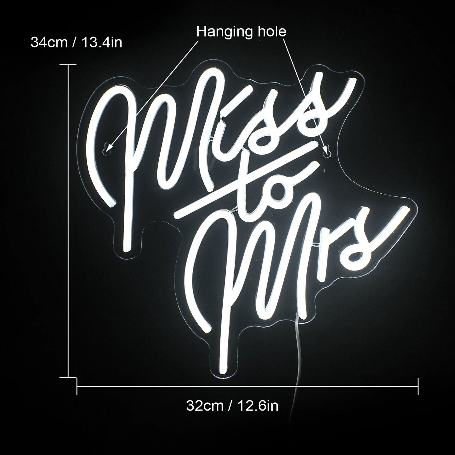 Miss To Mrs 5V Mini USB LED Neonschild - Budgetfreundlich