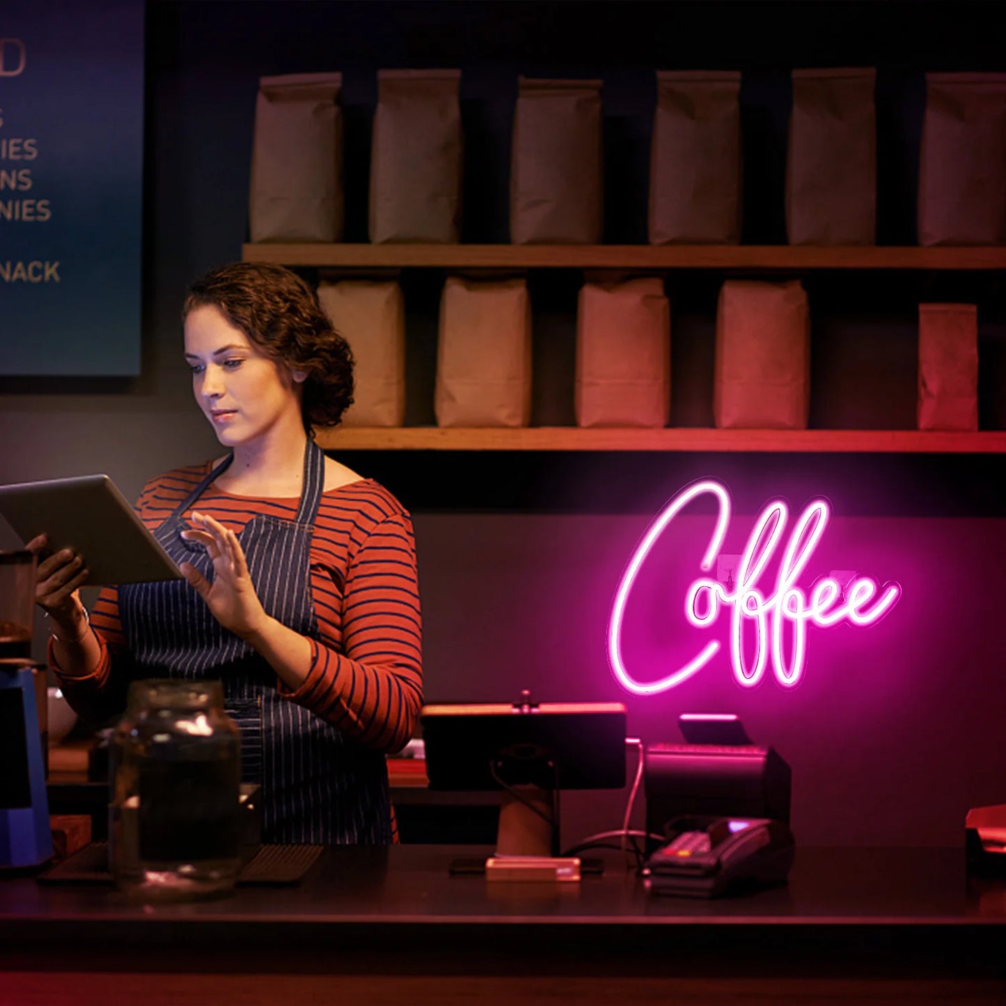 Rosa Kaffee 5V USB LED Leuchtschild - Preisgünstig