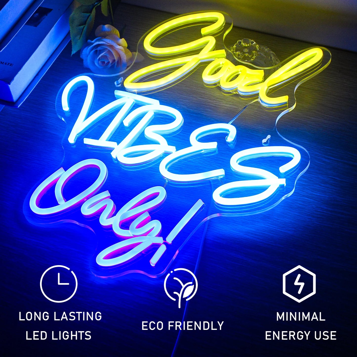 Good Vibes Only 5V USB LED Leuchtschild - Preisgünstig