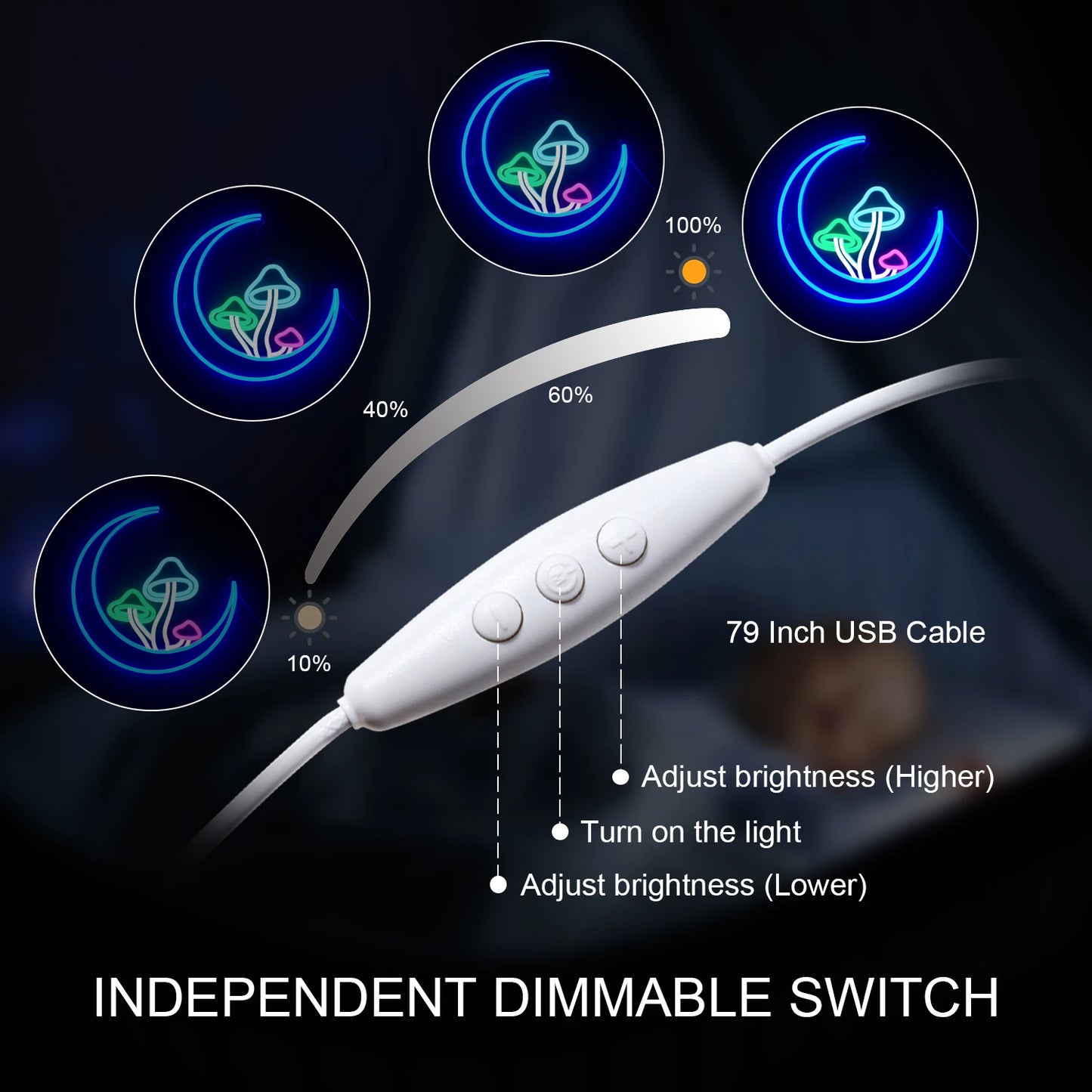 Mondpilz 5V USB LED Leuchtschild - Preiswert