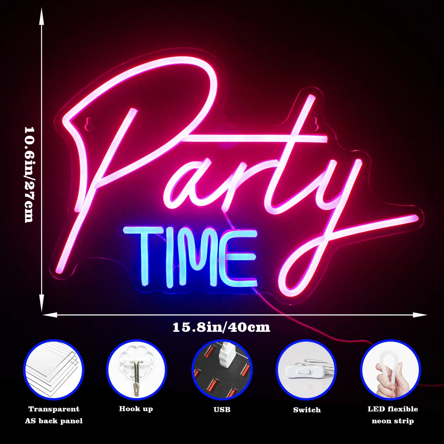 Party Time 5V USB LED Leuchtschild - Preisgünstig