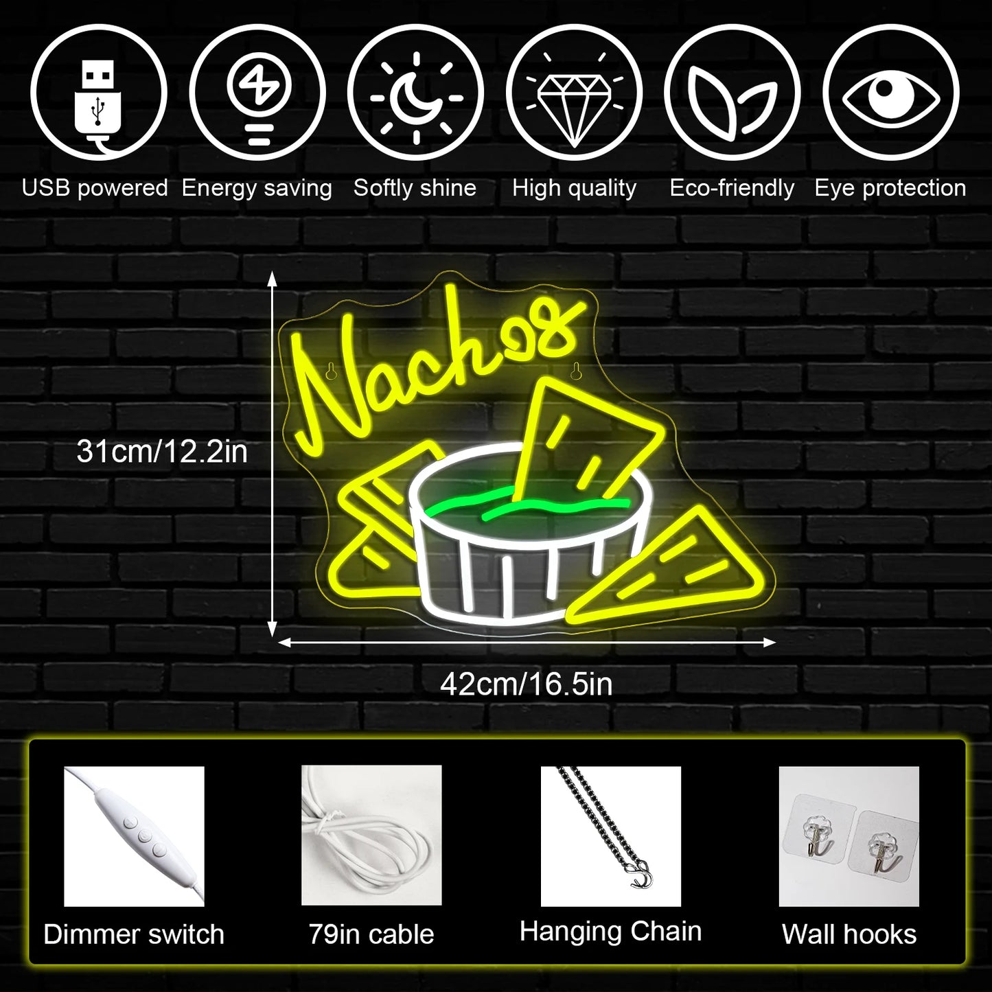 Nachos 5V USB LED Leuchtschild - Preisgünstig