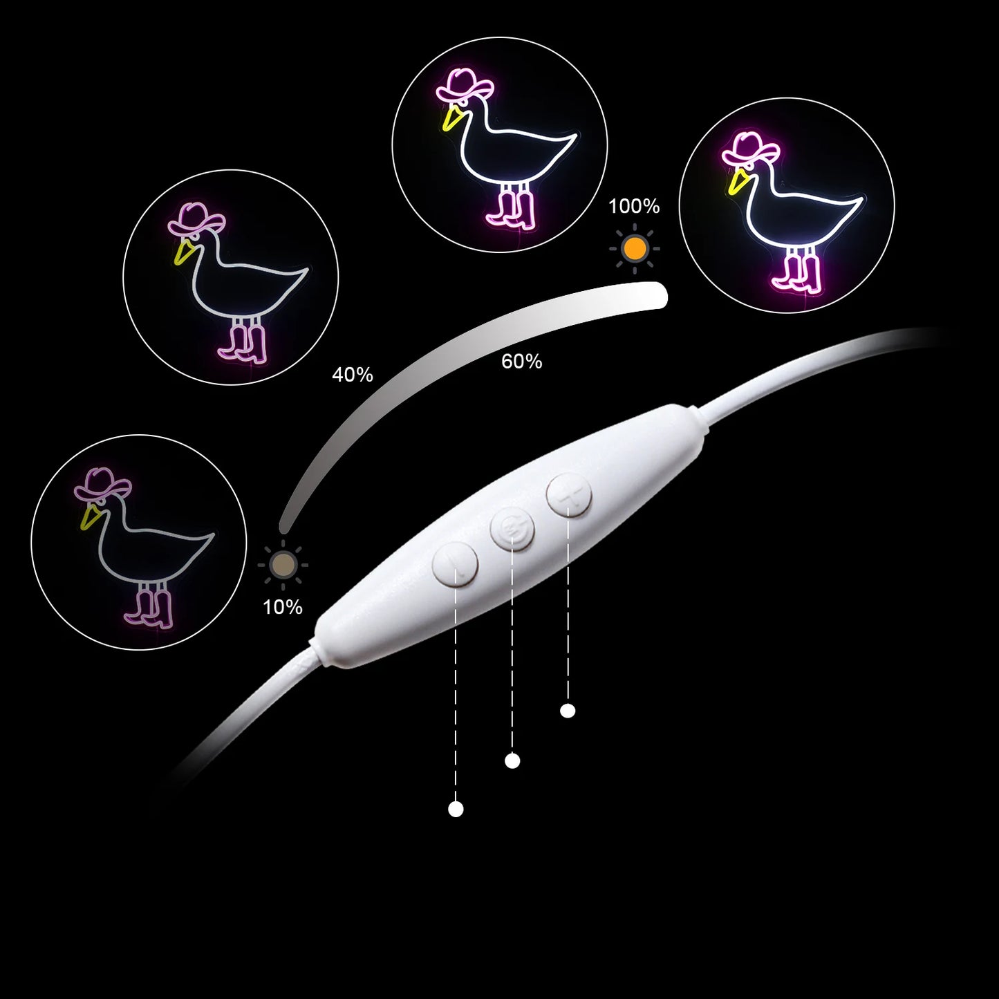 Rosa-weißer Cowboy-Enten 5V USB LED Leuchtschild - Preiswert