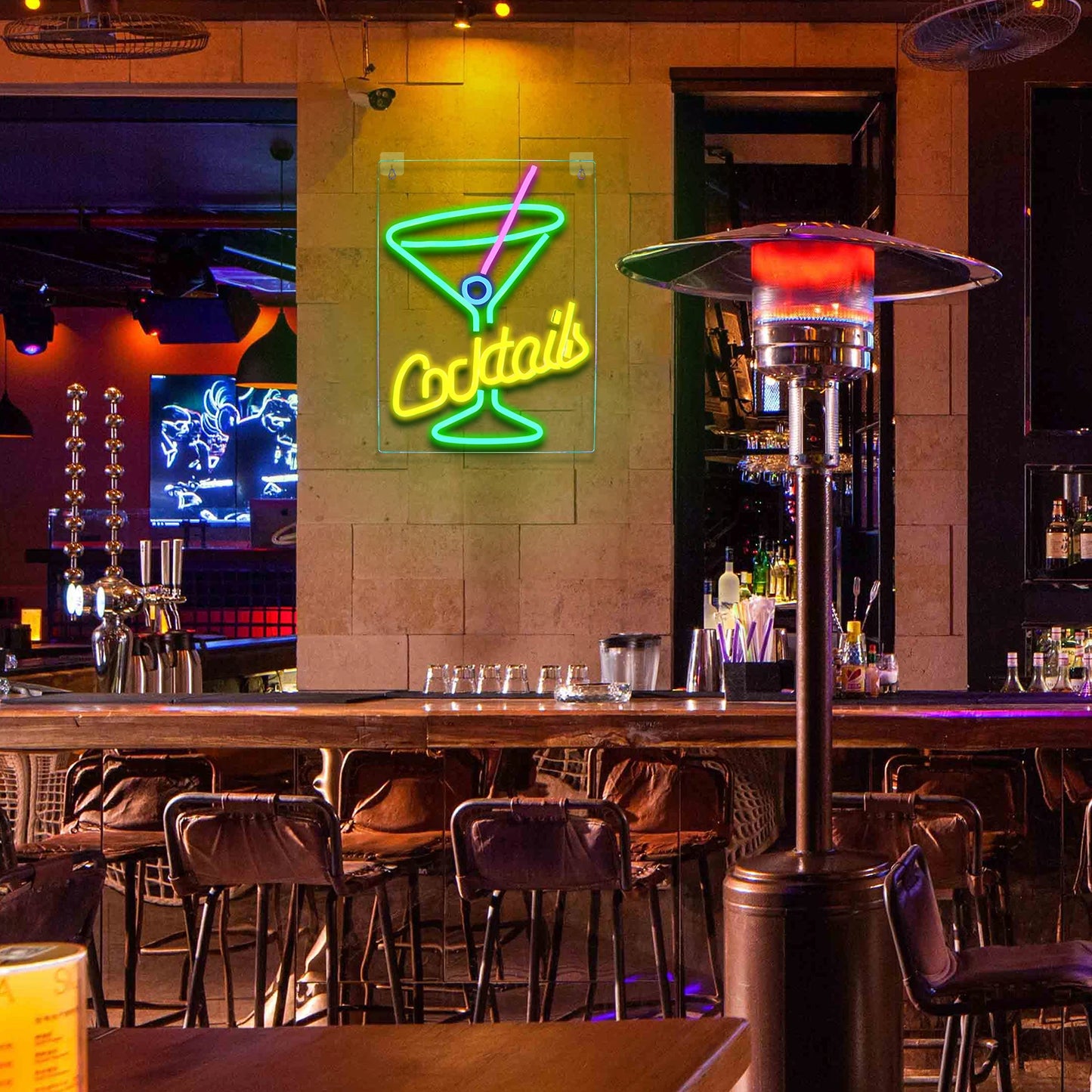 Grüne Cocktails 5V USB LED Neonschild - Preiswert