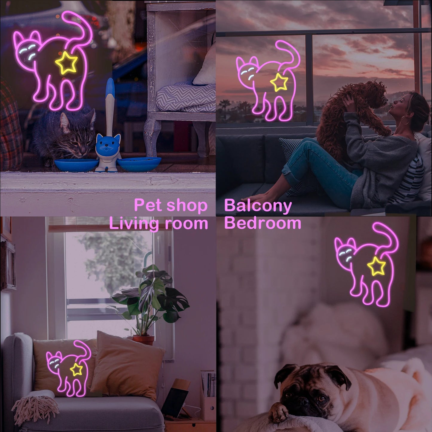 Katze 5V USB LED Leuchtschild - Preisgünstig