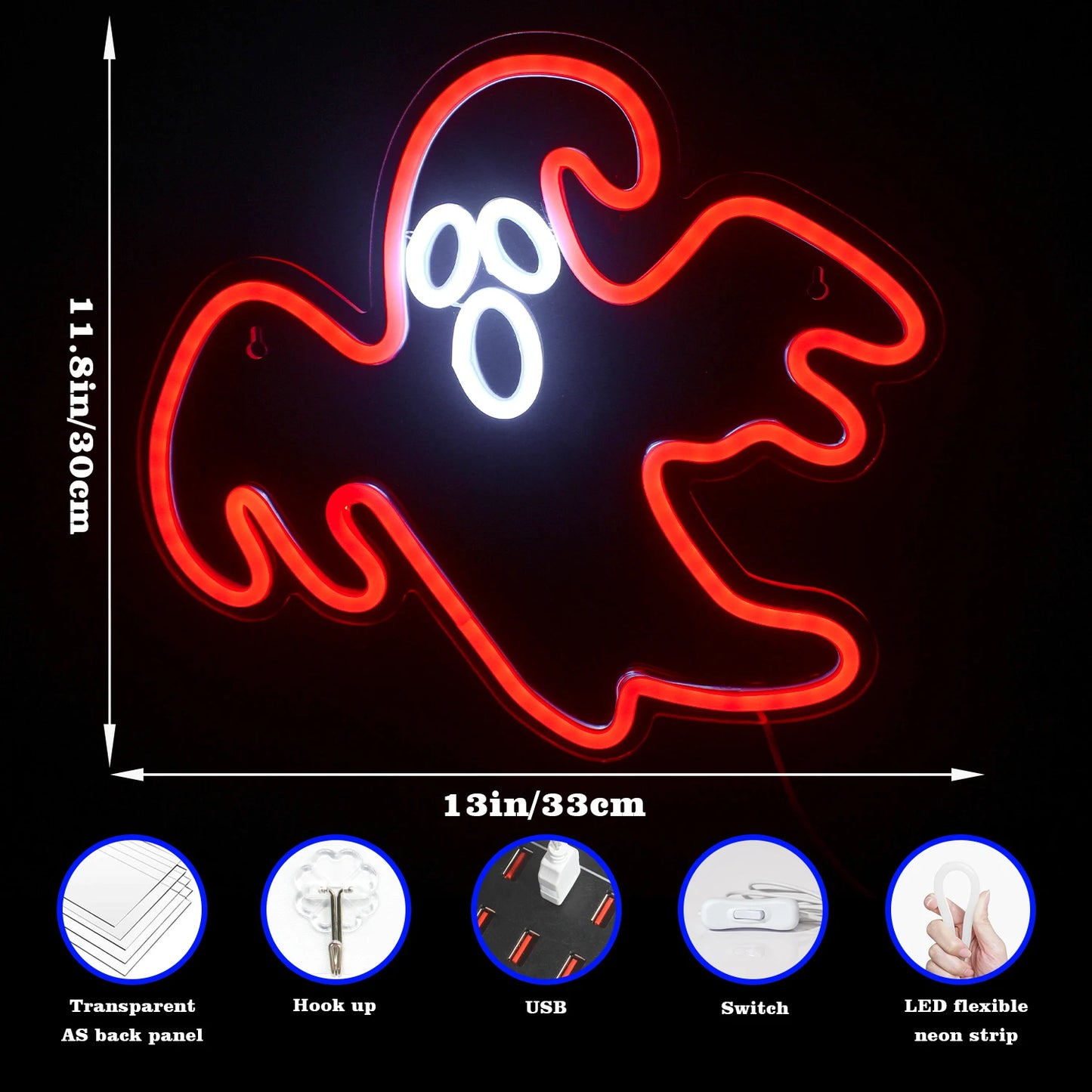 Halloween 5V USB LED Leuchtschild - Preisgünstig