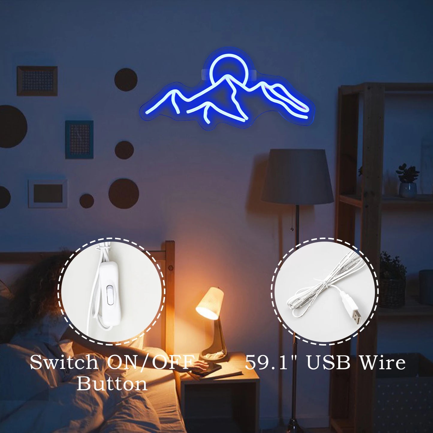 Bergsonnenuntergang 5V USB LED Leuchtschild - Preisgünstig