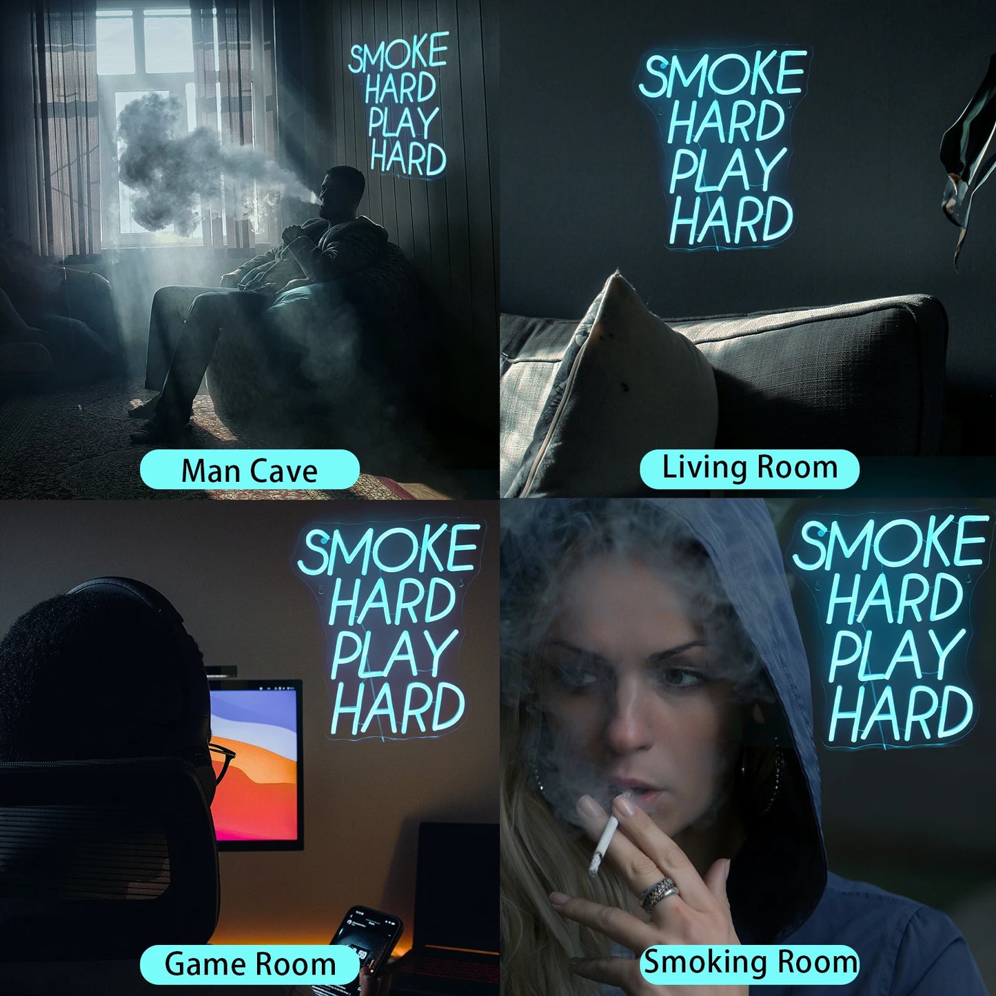 Smoke Hard Play Hard 5V USB LED Neonschild - Preisgünstig