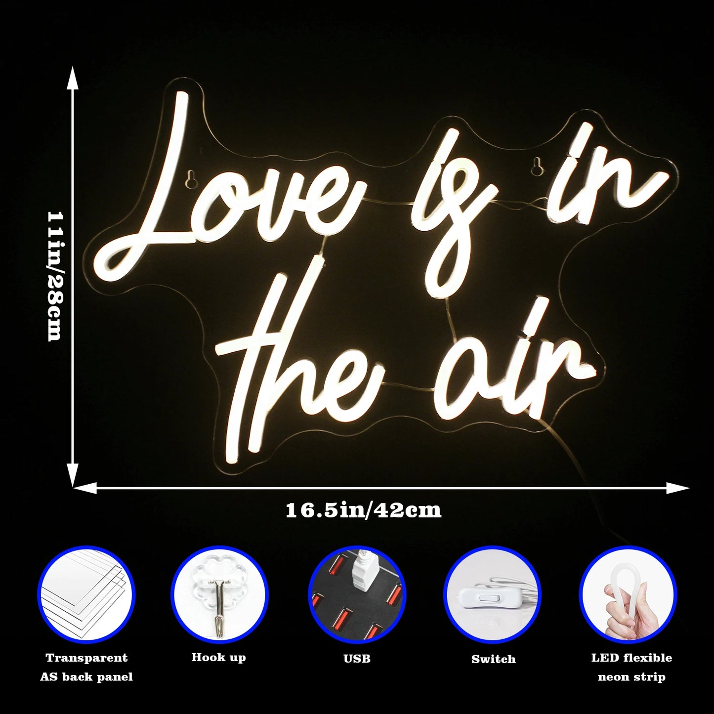 Love is in the Air 5V USB LED Leuchtschild - Preiswert