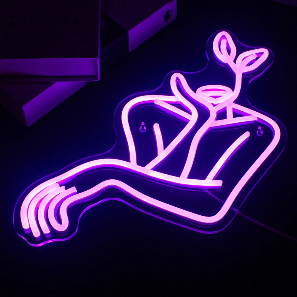 Line-Art Frauenbild 5V USB LED Neon Schild - Preisgünstig