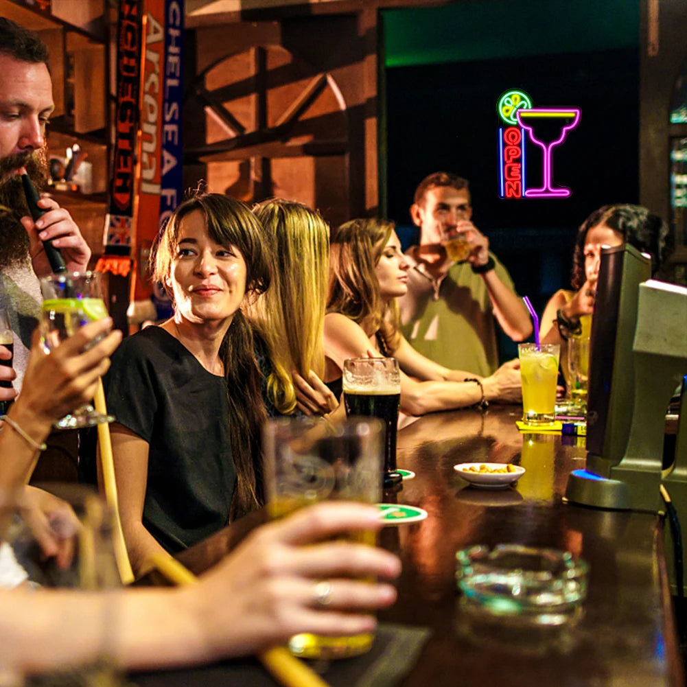 Cocktails Offen 5V USB LED Leuchtschild - Preisgünstig